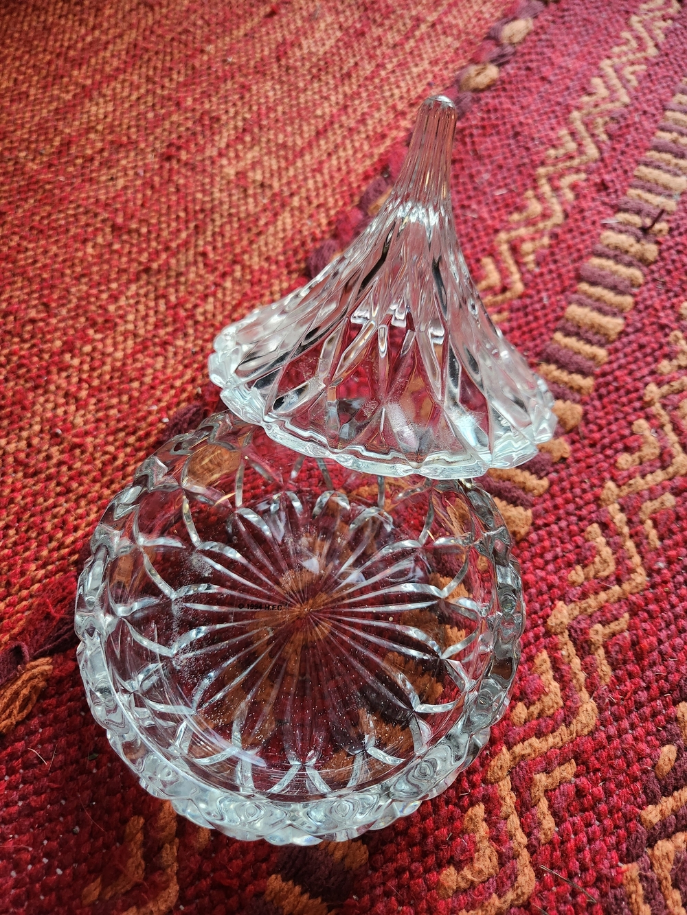 Set of 3  Dishes Crystal - Clear & Red - Picture 5 of 16
